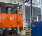 this picture shows an Orange Painted Hydraulic Press